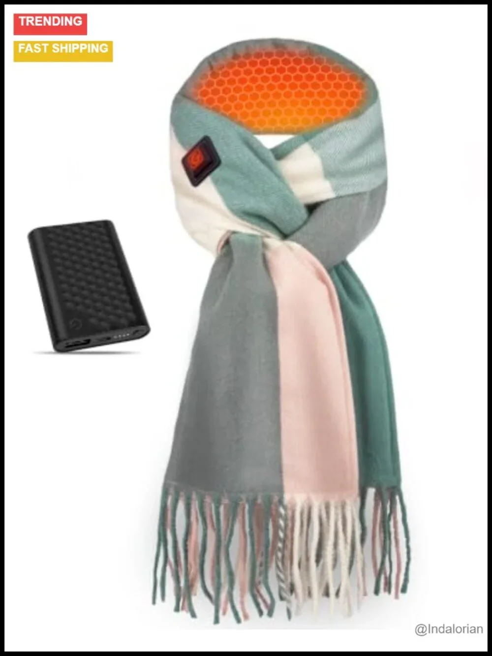 Heated Scarf Shawl with 6000mAh Battery, Rechargeable Neck Warmer, 3 Heat